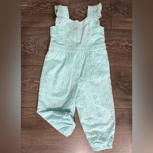 NWT Janie and Jack Girl Mint Green Eyelet Jumpsuit